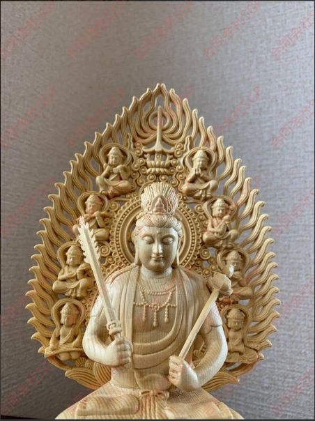 仏像 虚空蔵菩薩像 虚空蔵菩薩 檜木 木彫 仏具 (約)高28cm×幅12cm×奥行