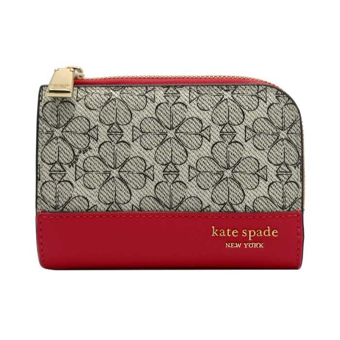 ケイトスペード 財布 二つ折り財布 kate spade YORK スペードフラワー スモール コンパクト ウォレット KJ 646 601 ベージュ系マルチ×レッド系 アウトレット レディース