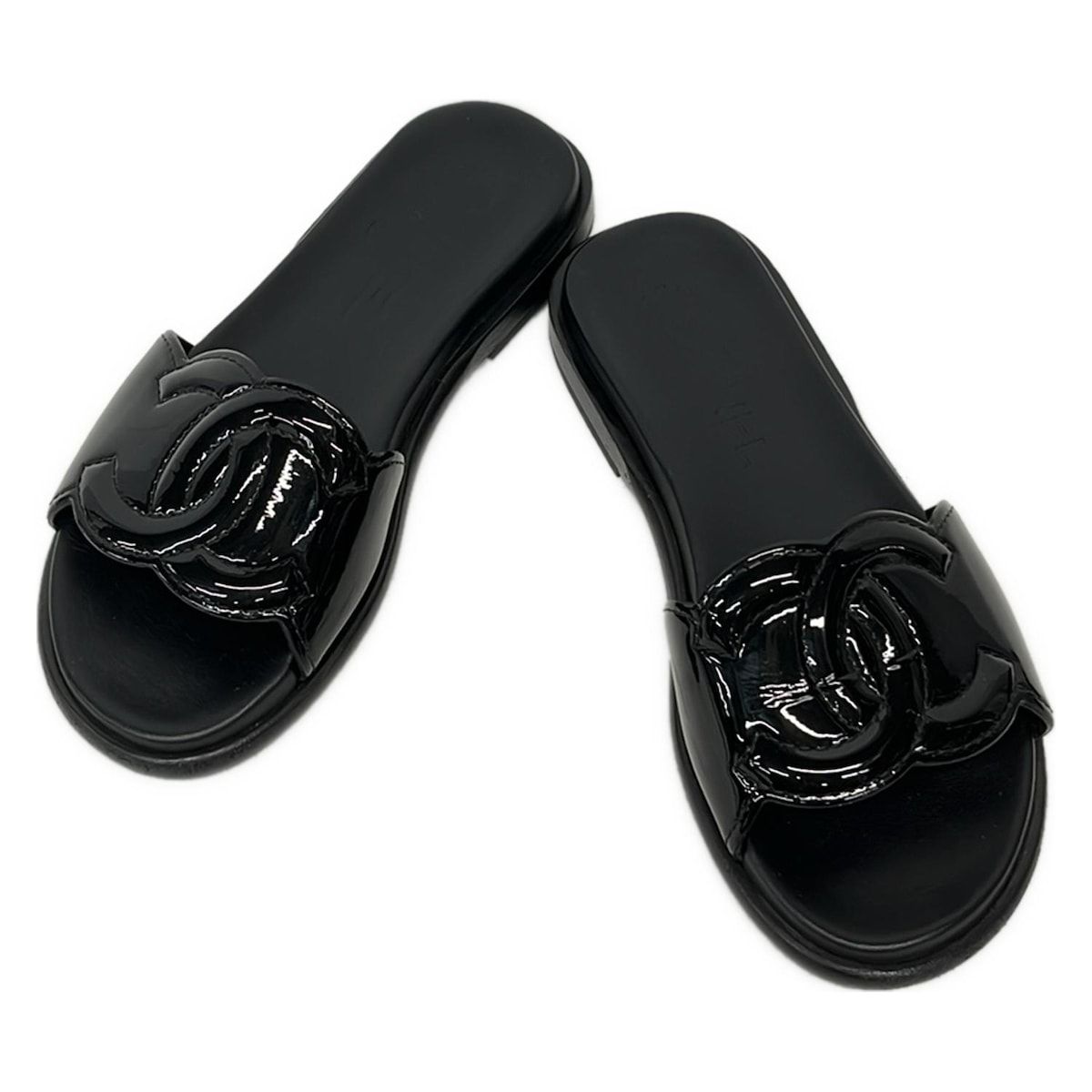 CHANEL シャネル サンダル 34 レディース - 黒 ココマーク アウトソール張替済 レザー