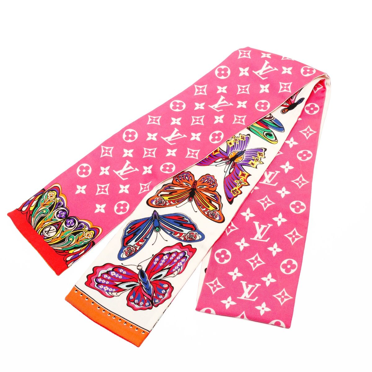 LOUIS VUITTON ルイ ヴィトン スカーフ バンドー ワールド オブ ラブ シルク 蝶々