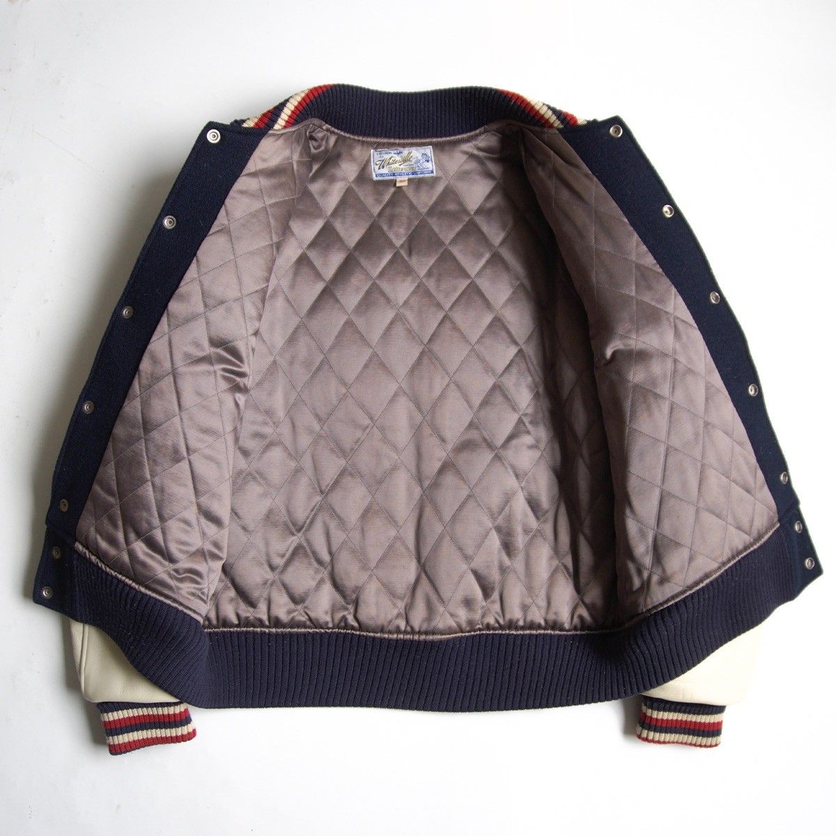 雰囲気抜群】WHITESVILLE【フルデコ レザースリーブ スタジャン】40