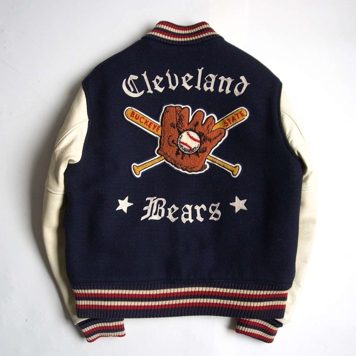 雰囲気抜群】WHITESVILLE【フルデコ レザースリーブ スタジャン】40