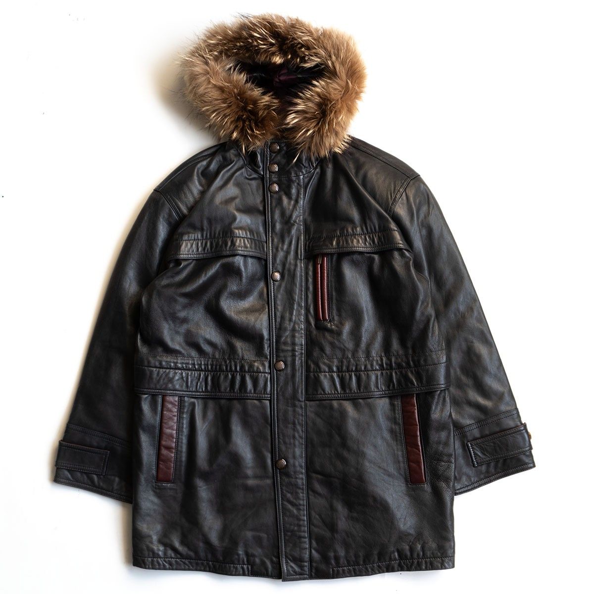 美品】WIND ARMOR【レザー ファー コート】L ブラック ウインド