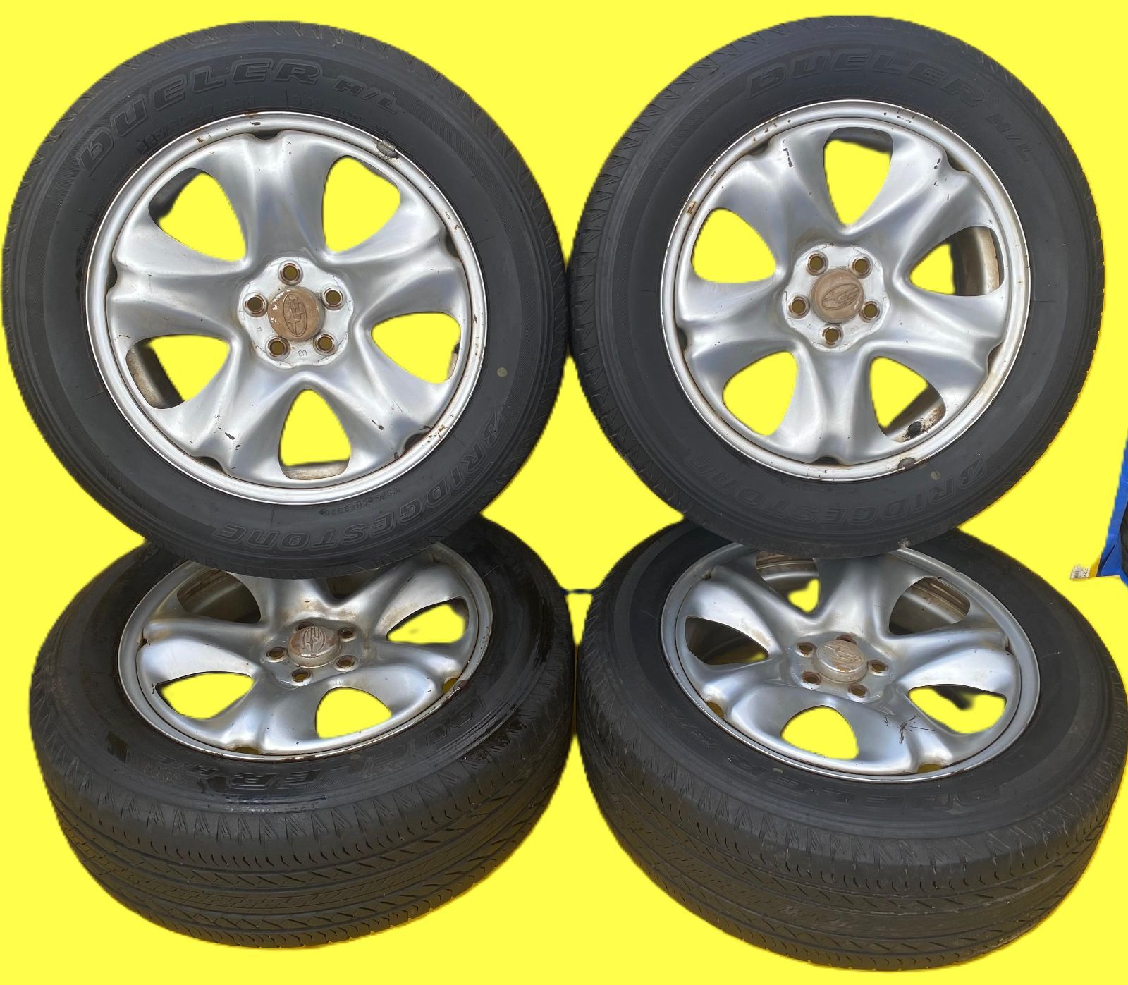 ZT-1283] 4本 5穴 SUBARU スバル アルミホイール  ダンロップ タイヤ 225/60R17 99H 2020 溝 6.63MM 日本製