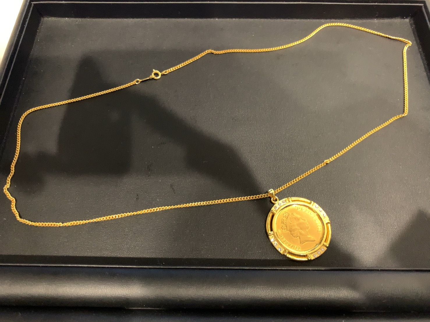 エリザベス女王 コインネックレス 1993 ゴールド 2ペンス 英国