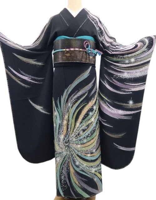 ❁tomihisa❁新品 たたき染め 着物 正絹 仕付け糸付 トール・ワイド