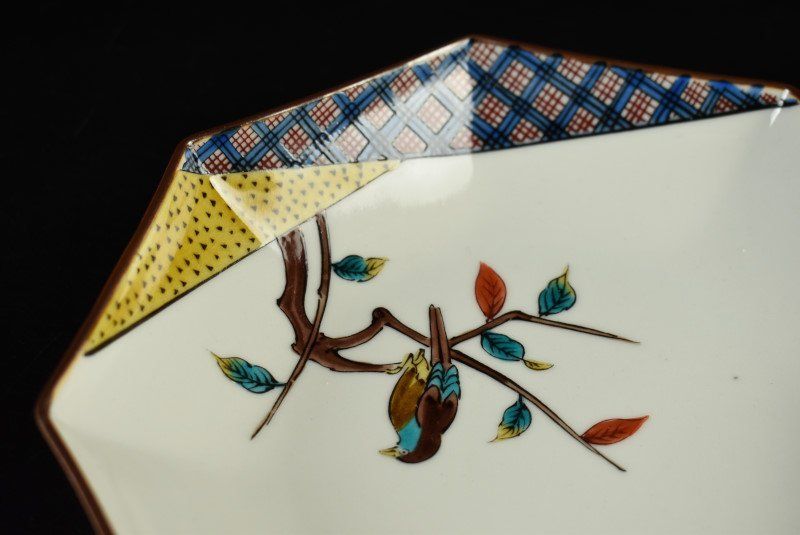 蔵C9693】九谷 暁堂 花鳥文八角皿 五客 - メルカリ