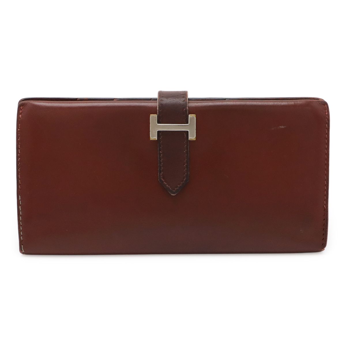 HERMESエルメスベアンクラシックボックスカーフ2つ折り長財布E刻印ブラック系 HERMES エルメス ストア ベアン クラシック 2つ折長財布 二つ折り長