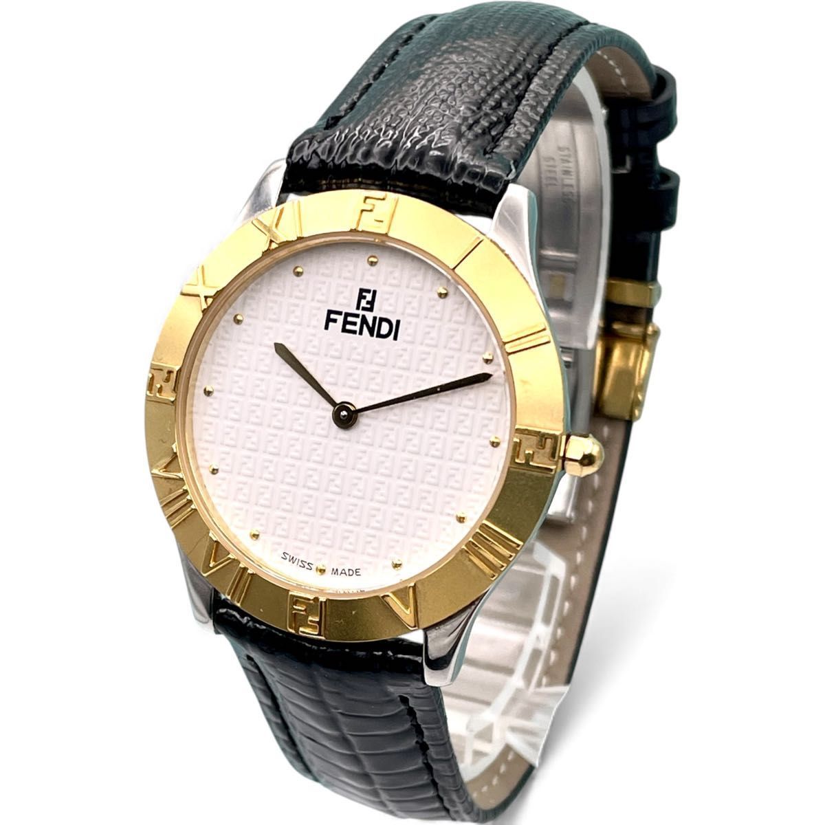 美品 □ 稼働 FENDI フェンディ 2000G 白文字盤 ゴールドベゼル