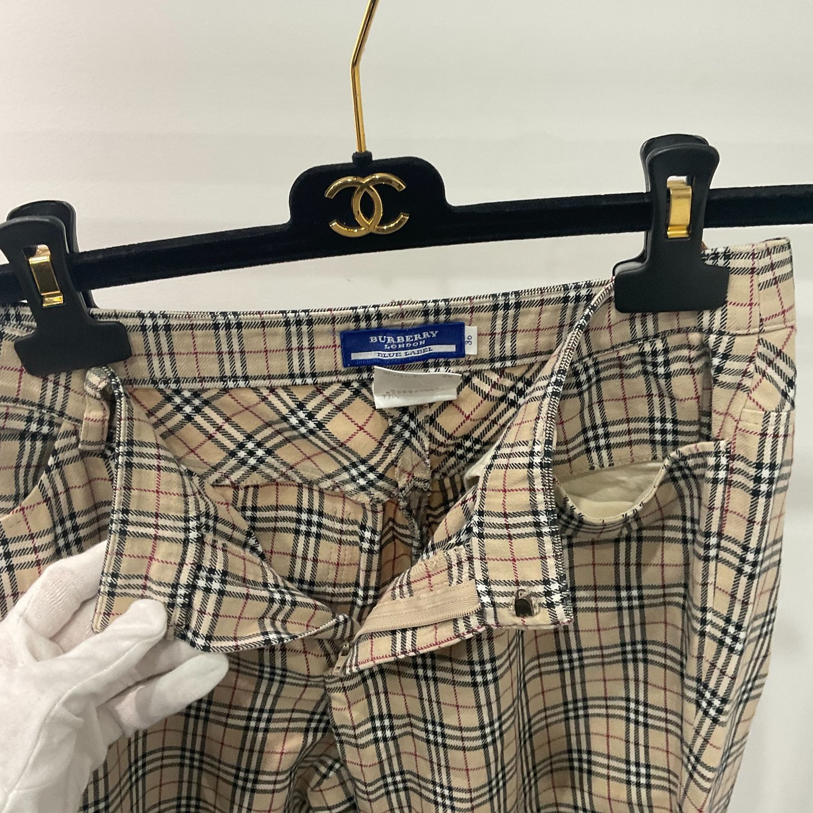 バーバリーブルーレーベル パンツ ノバチェック 36サイズ B25113607