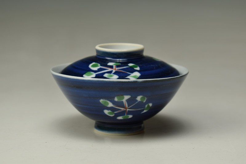 蔵C9714b】幸兵衛窯 呉須蓋茶碗 五客 共箱 - メルカリ