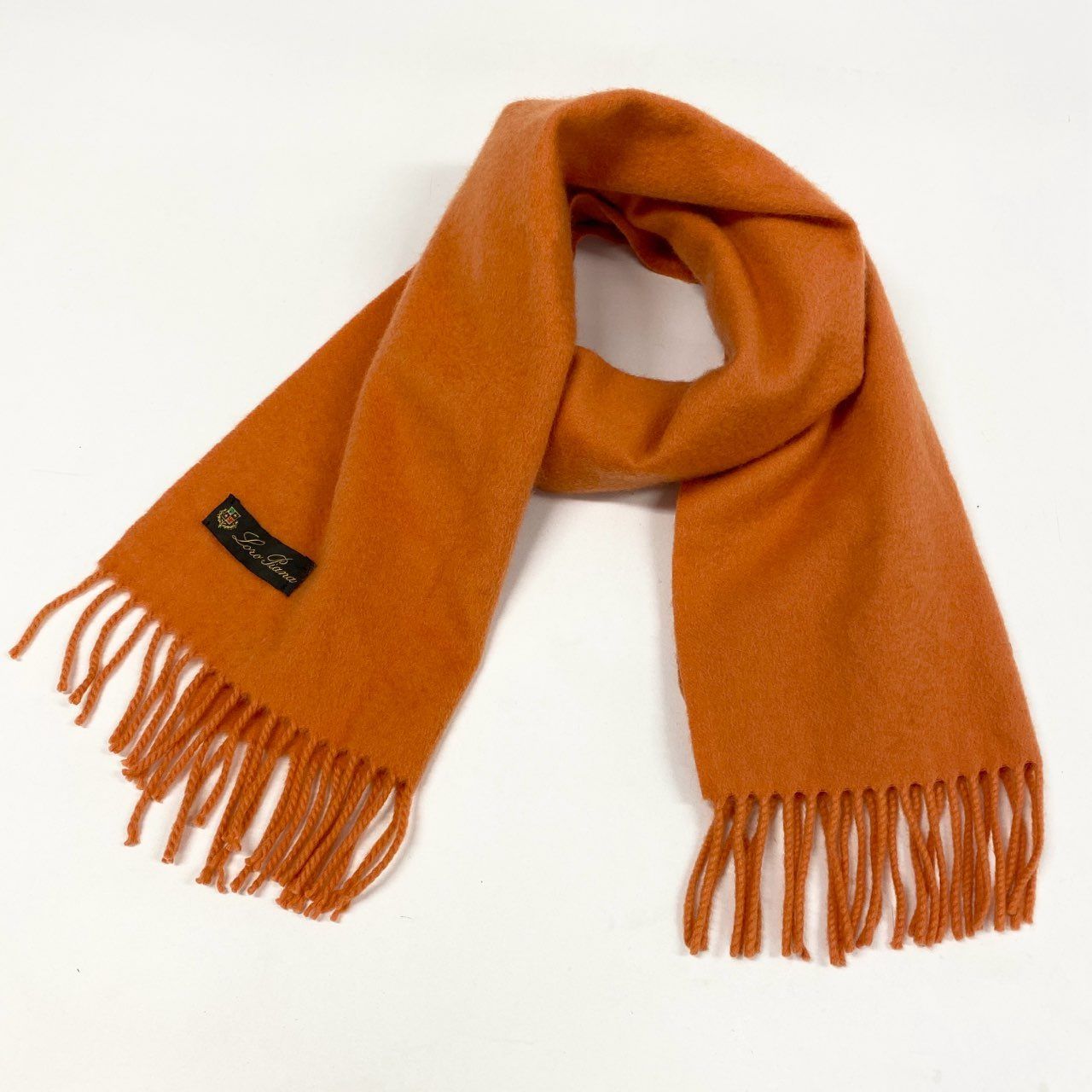 ロロピアーナ【100%カシミヤ・ キャメル・ストール・ フリンジ付き】 Loro Piana オレンジ フリンジ マフラー ロロ・ピアーナ ロロピアーナ