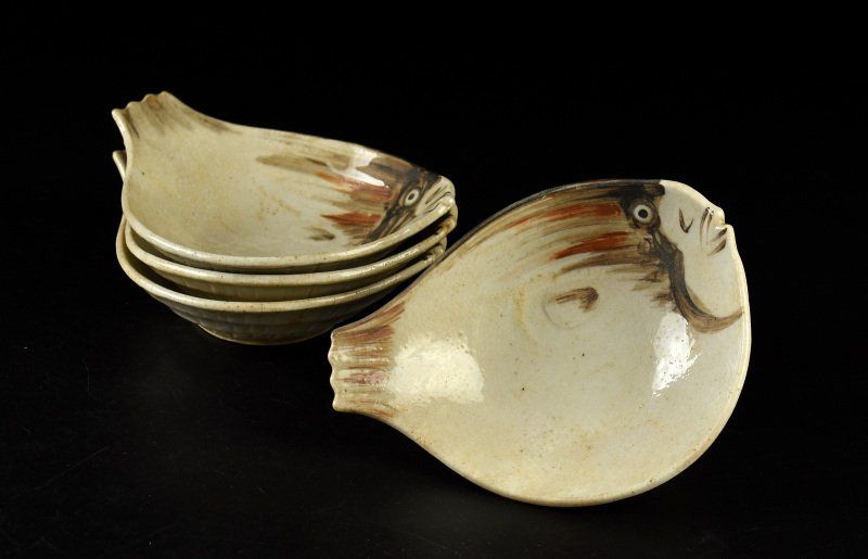 蔵C 9510 j 河豚型 手付呑水 とんすい 向付 小鉢 四客