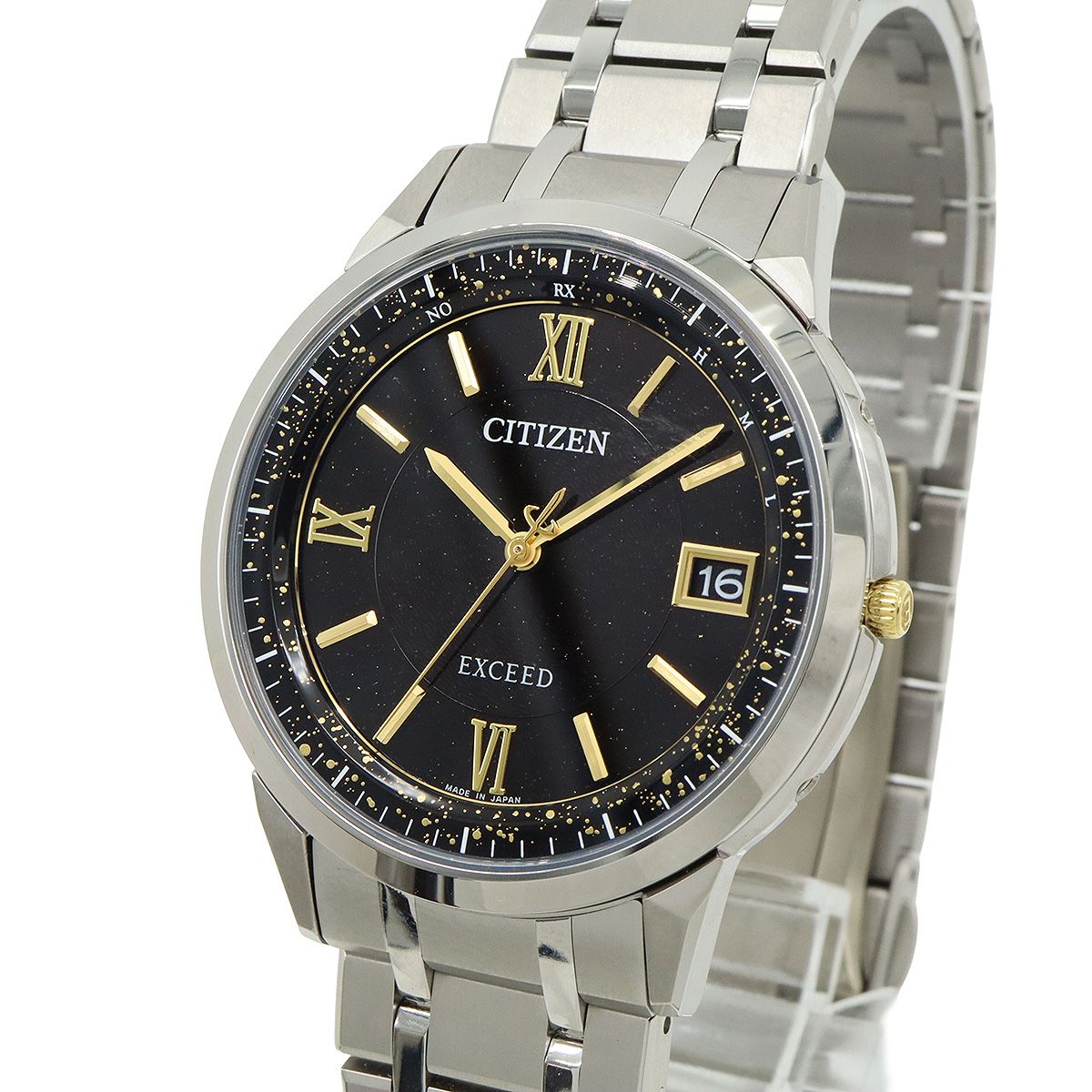  CITIZEN シチズン エクシード エコドライブ 500本 電波時計 ソーラー ブラック文字盤 スーパーチタニウム メンズ 腕時計 AS 7156-62 E 腕時計(クォーツ) 腕時計(アナログ)