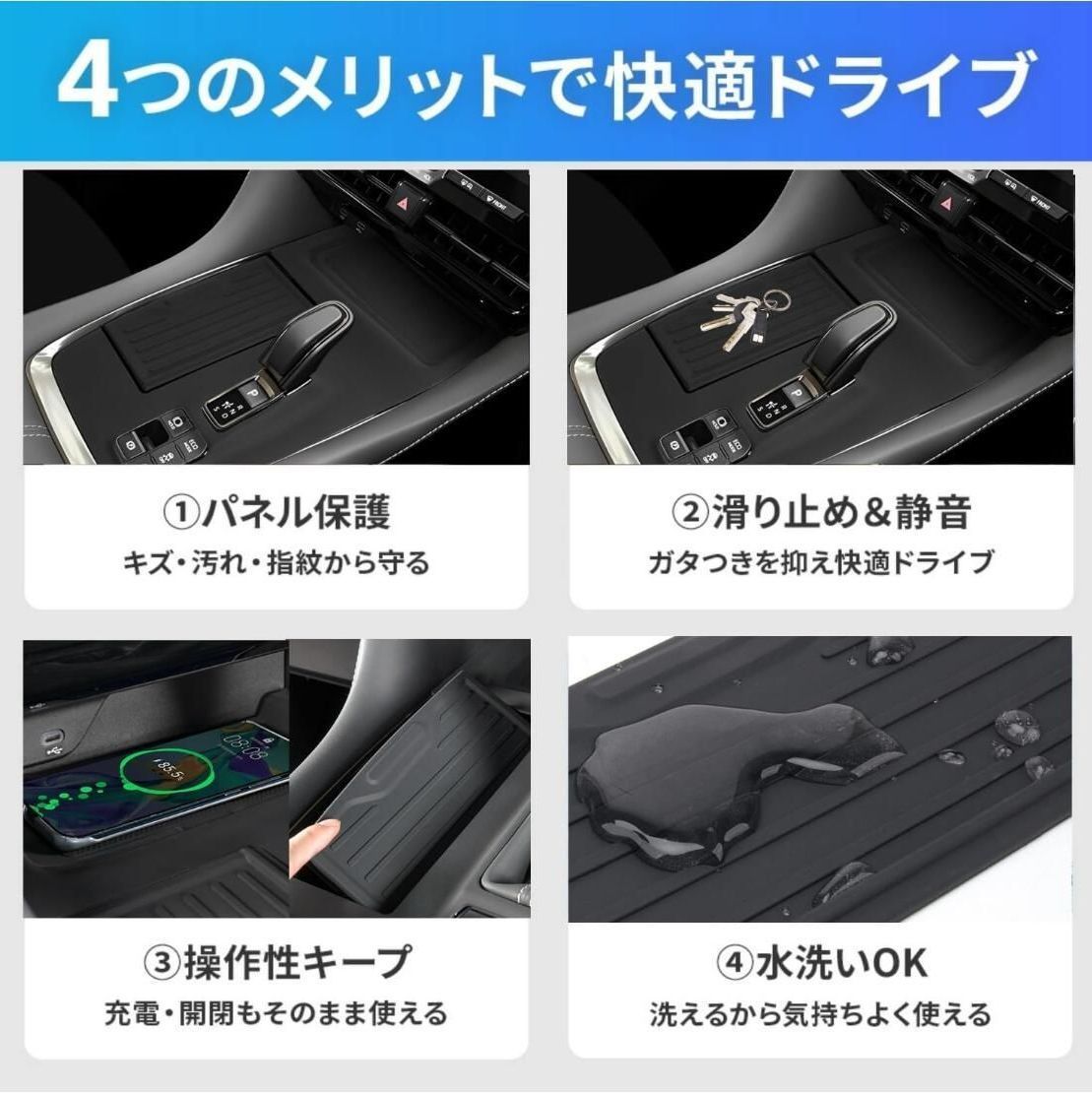 トヨタ 新型アルファード／ヴェルファイア 40系 エレクトロシフトマチック装備車専用 シフトパネル用 ラバーマット（シリコン素材） 貼り付け不要・ホコリ／キズ／汚れ／指紋防止 内装アクセサリー・カー用品 thumbnail 3