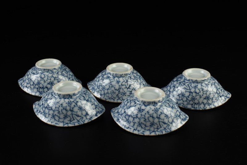 蔵C 9103 p 2 染付 桜文 小鉢 豆鉢 五客