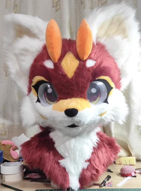 着ぐるみヘッド 犬 NO 468 赤 全頭ヘッド ケモノ ファースーツ ぬいぐるみ コスプレ コスチューム kigurumi