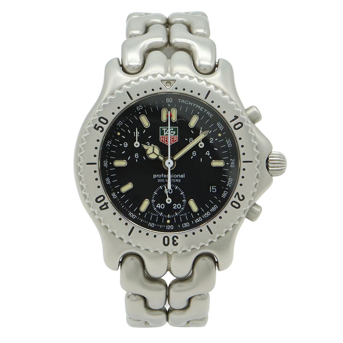 TAG Heuer タグ ホイヤー セルシリーズ プロフェッショナル クロノグラフ ブラック文字盤 SS メンズ クォーツ 腕時計 S 39.306