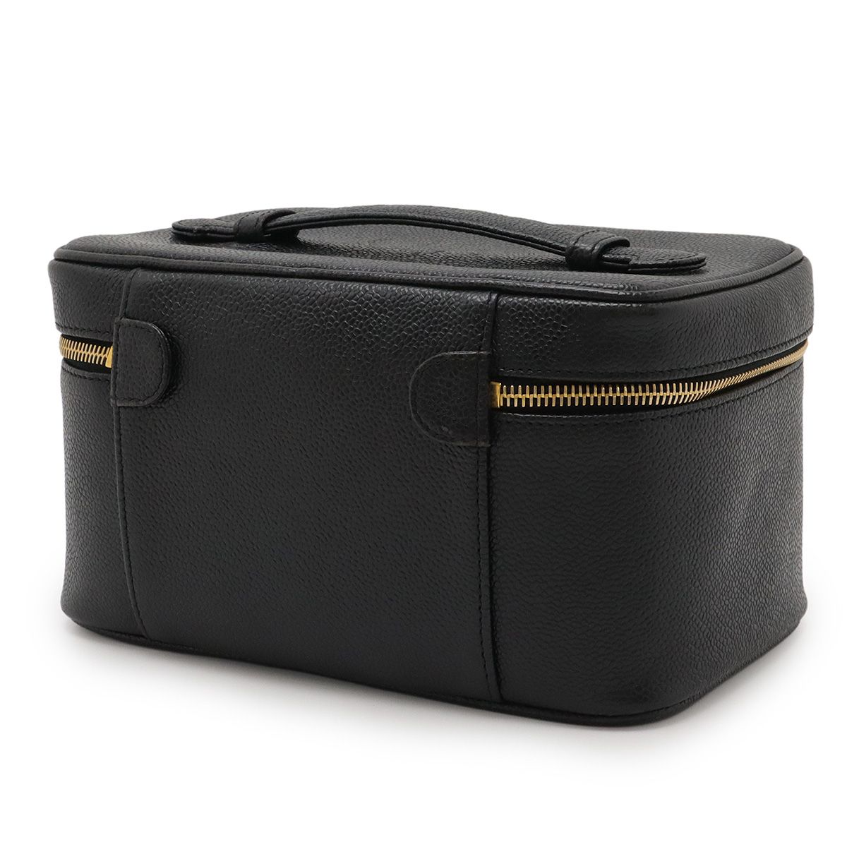 CHANEL シャネル ココマーク バニティバッグ ハンドバッグ 化粧ポーチ コスメポーチ キャビアスキン レザー ブラック 黒 ゴールド金具 ミラー付き