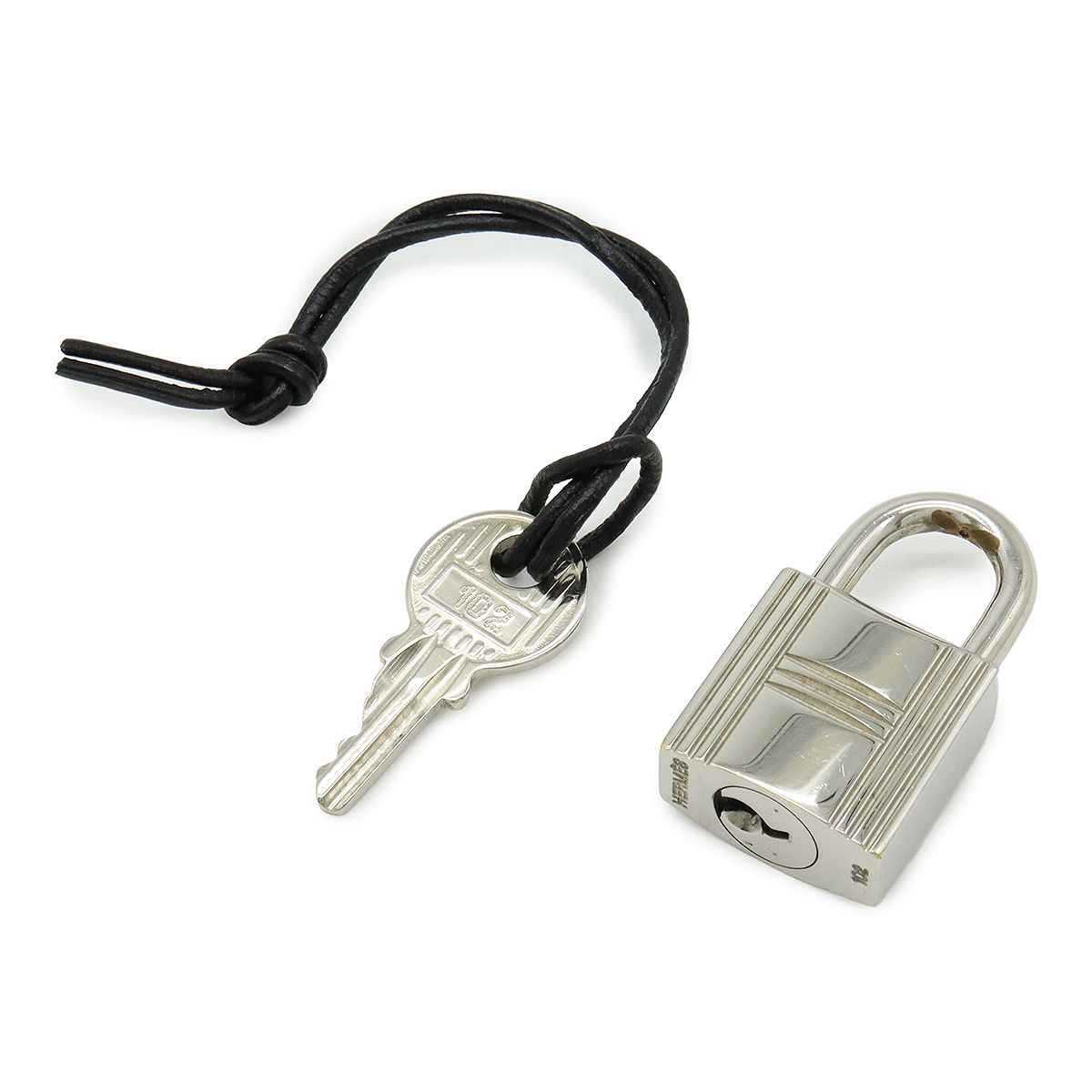 HERMES エルメス カデナ パドロック 南京錠 No 102 鍵 カギ キー付き メタル シルバー