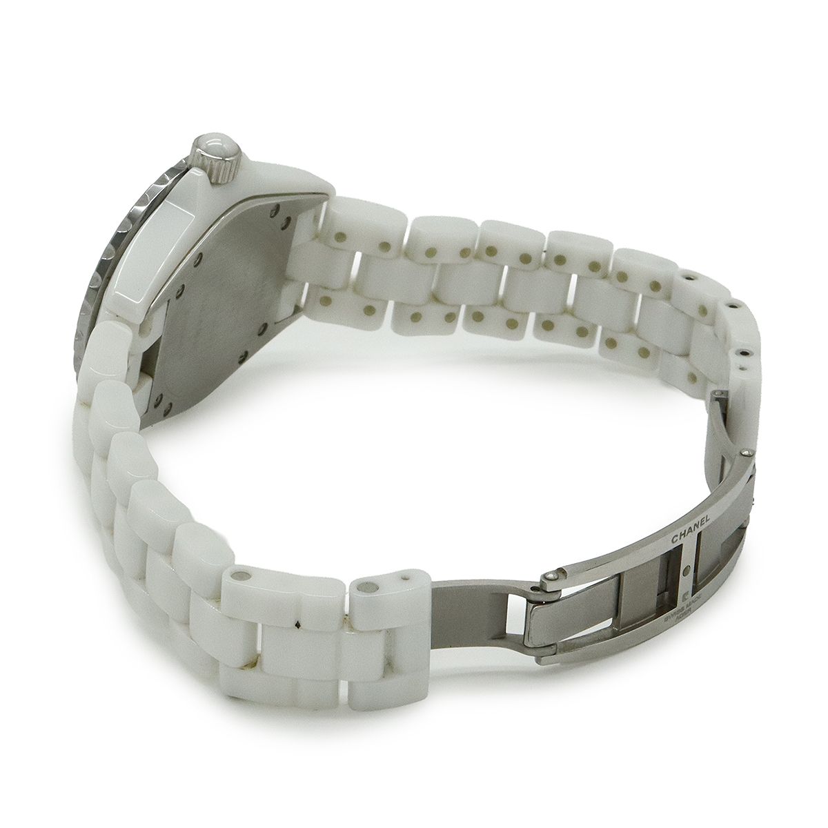  CHANEL シャネル J 12 ホワイト セラミック 白 ホワイト文字盤 デイト レディース QZ クォーツ 腕時計 H 0968 腕時計(クォーツ) 腕時計(アナログ)