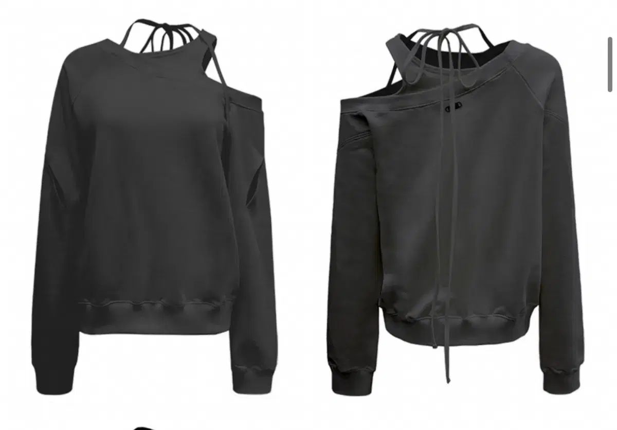 SLIT LAYERED SWEAT SHIRT CHARCOAL