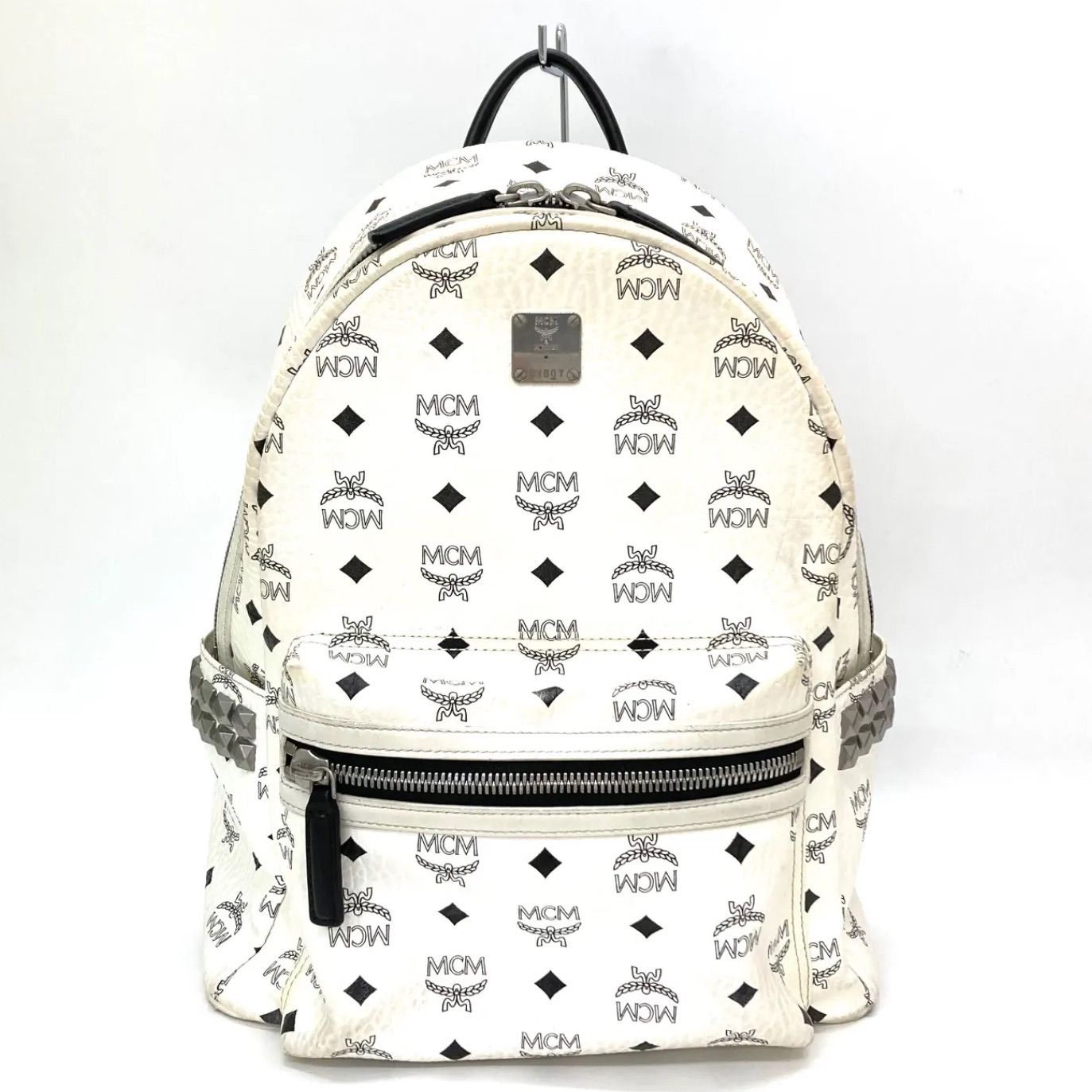 ◇MCM◇エムシーエム ヴィセトス リュック ホワイト サイドスタッズ