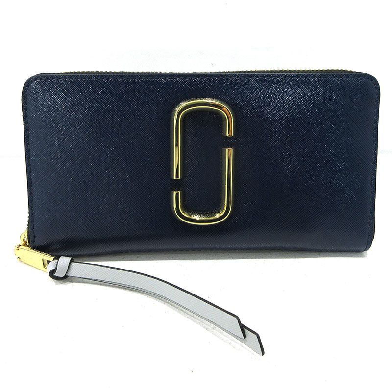 MARC JACOBS マークジェイコブス ラウンドファスナー長財布 ネイビー×ブラック 124