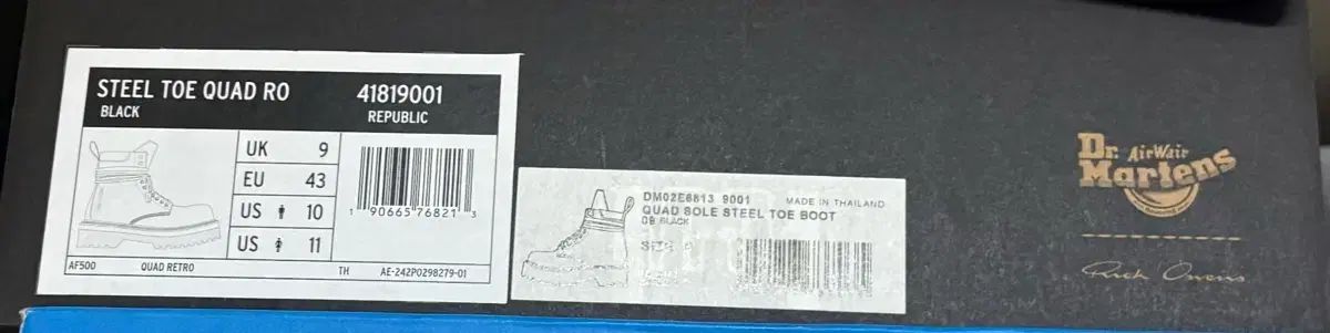 リックオウエンス DR. MARTENS ドクターマーチン スチール トゥー 280 uk 9