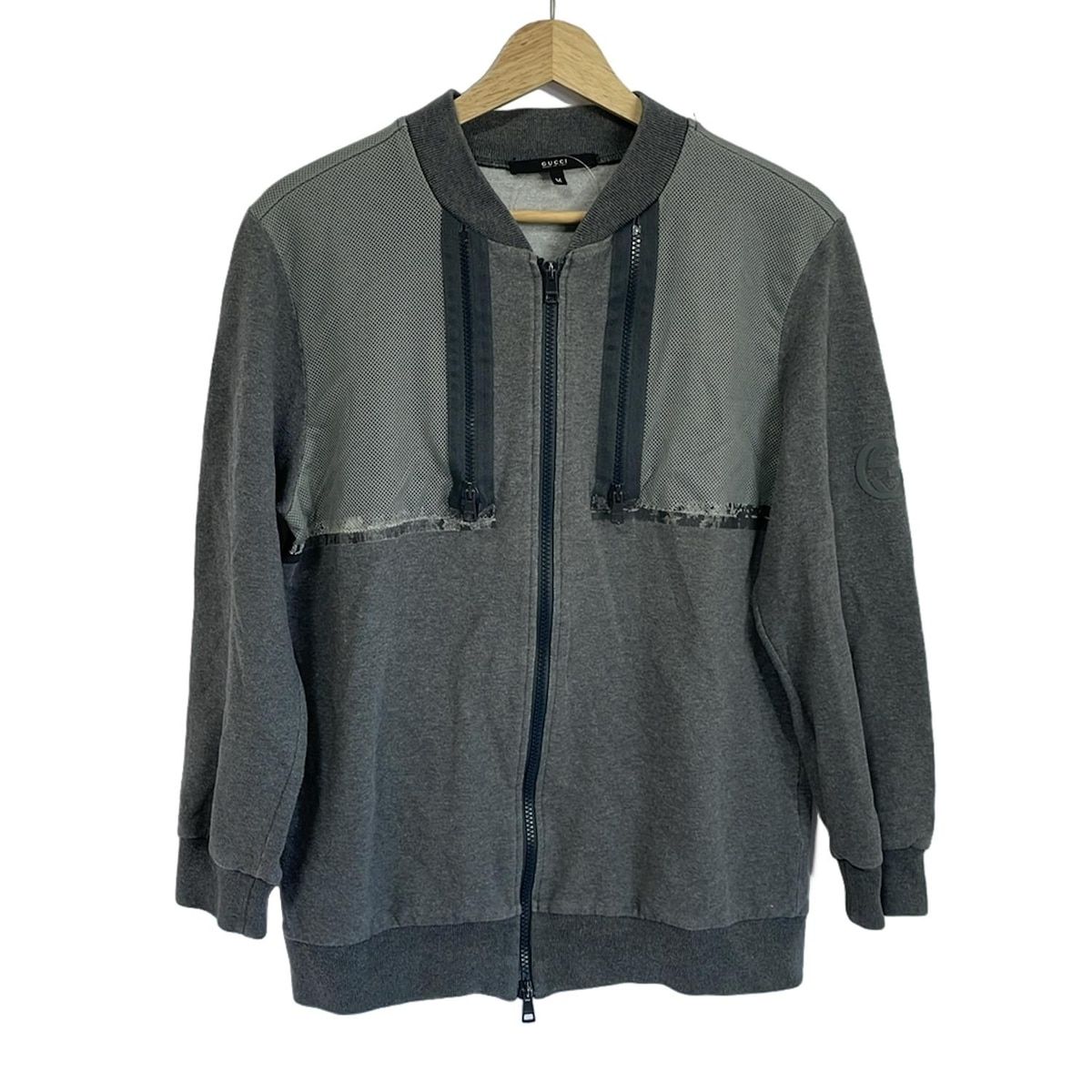GUCCI グッチ カーディガン サイズM メンズ - 237137 X 9877 ダークグレー 長袖 ジップアップ