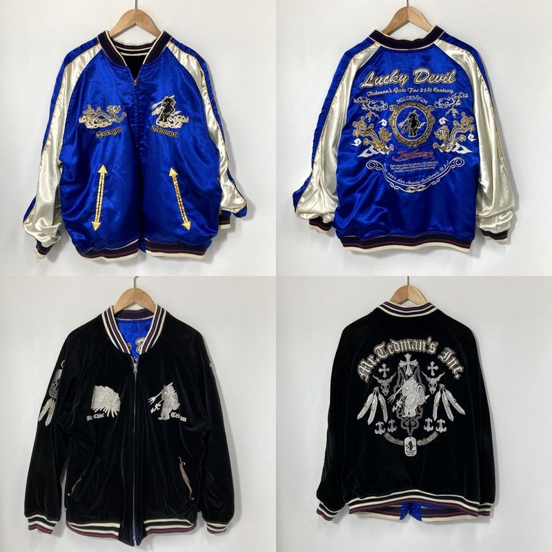 TEDMAN テッドマン スカジャン TED COMPANY リバーシブル 古着 カジュアル サイズ44 XLサイズ相当 ブラック ブルー アウター A 15417