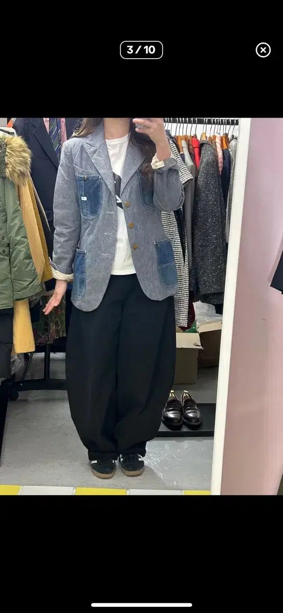 Lee シャンブレー デニム ワークジャケット S 44-55