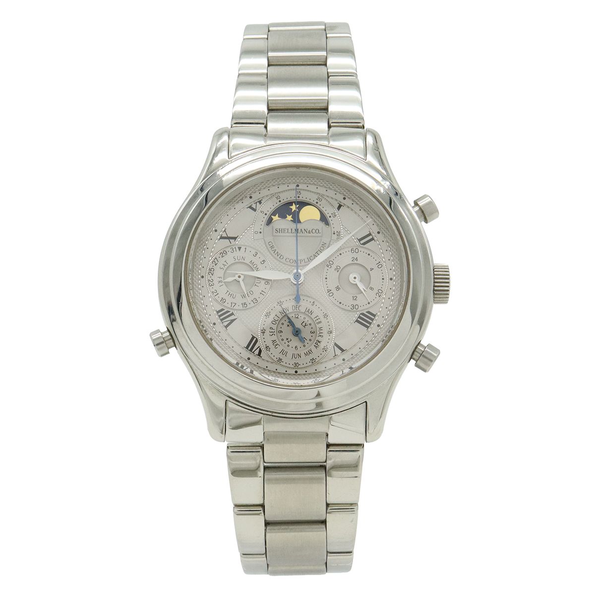 Shellman シェルマン グランドコンプリケーション ミニッツリピーター シルバー文字盤 SS メンズ QZ クォーツ 腕時計 6770-H 32167