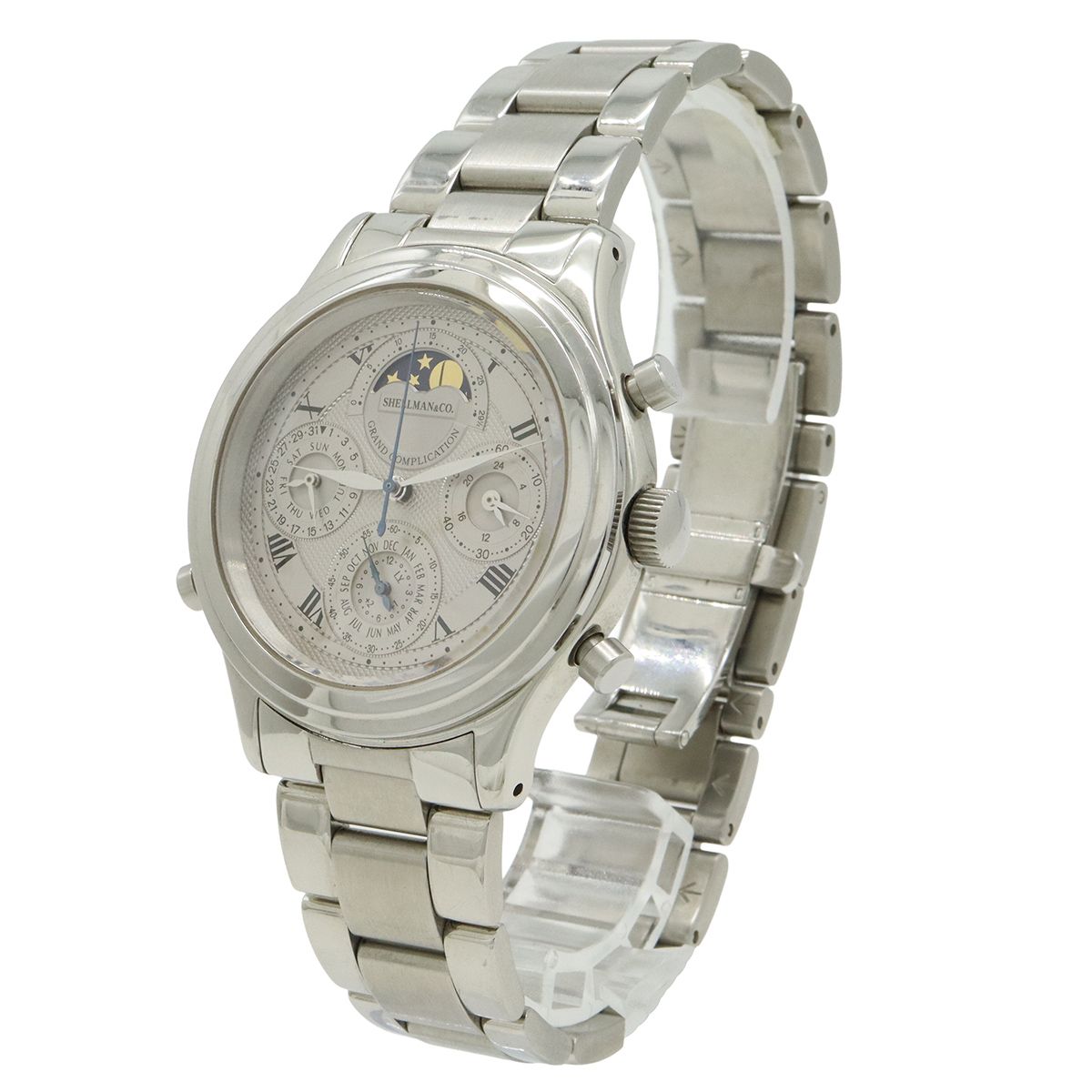 Shellman シェルマン グランドコンプリケーション ミニッツリピーター シルバー文字盤 SS メンズ QZ クォーツ 腕時計 6770-H 32167