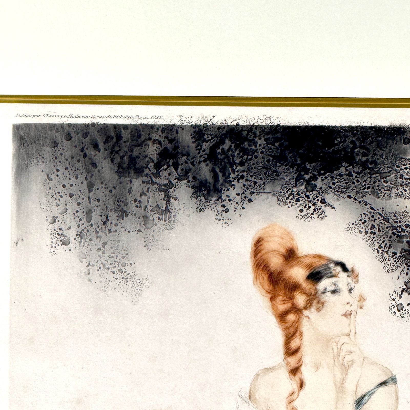 真作保証 ルイ・イカール 青いインコ 銅版画 Louis Icart 額付き