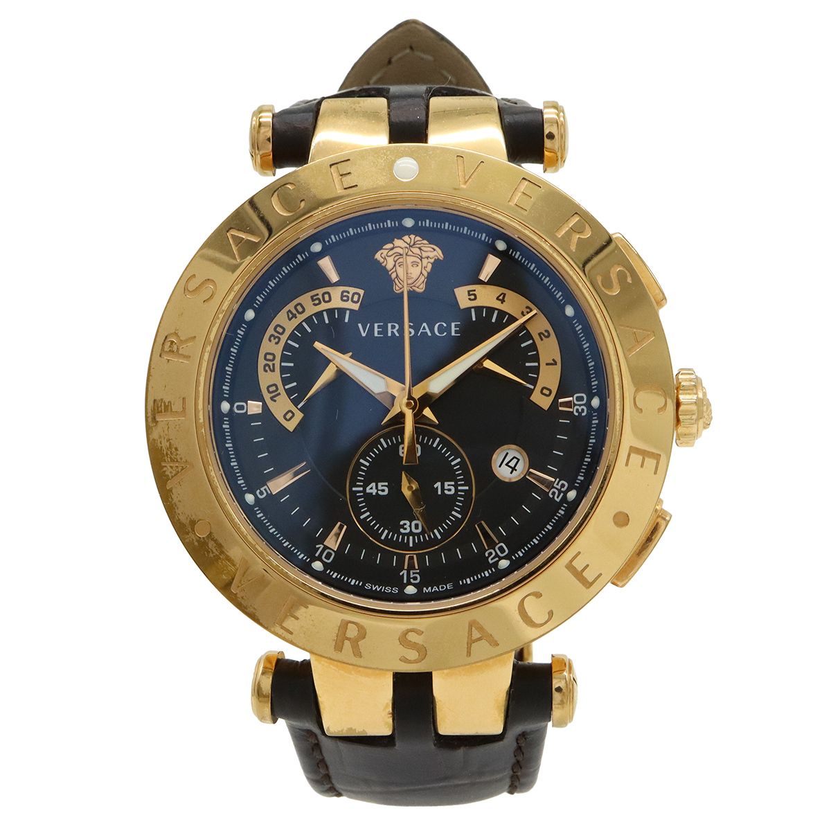 VERSACE ヴェルサーチ Vレース メデューサ デイト ブラック文字盤 GP