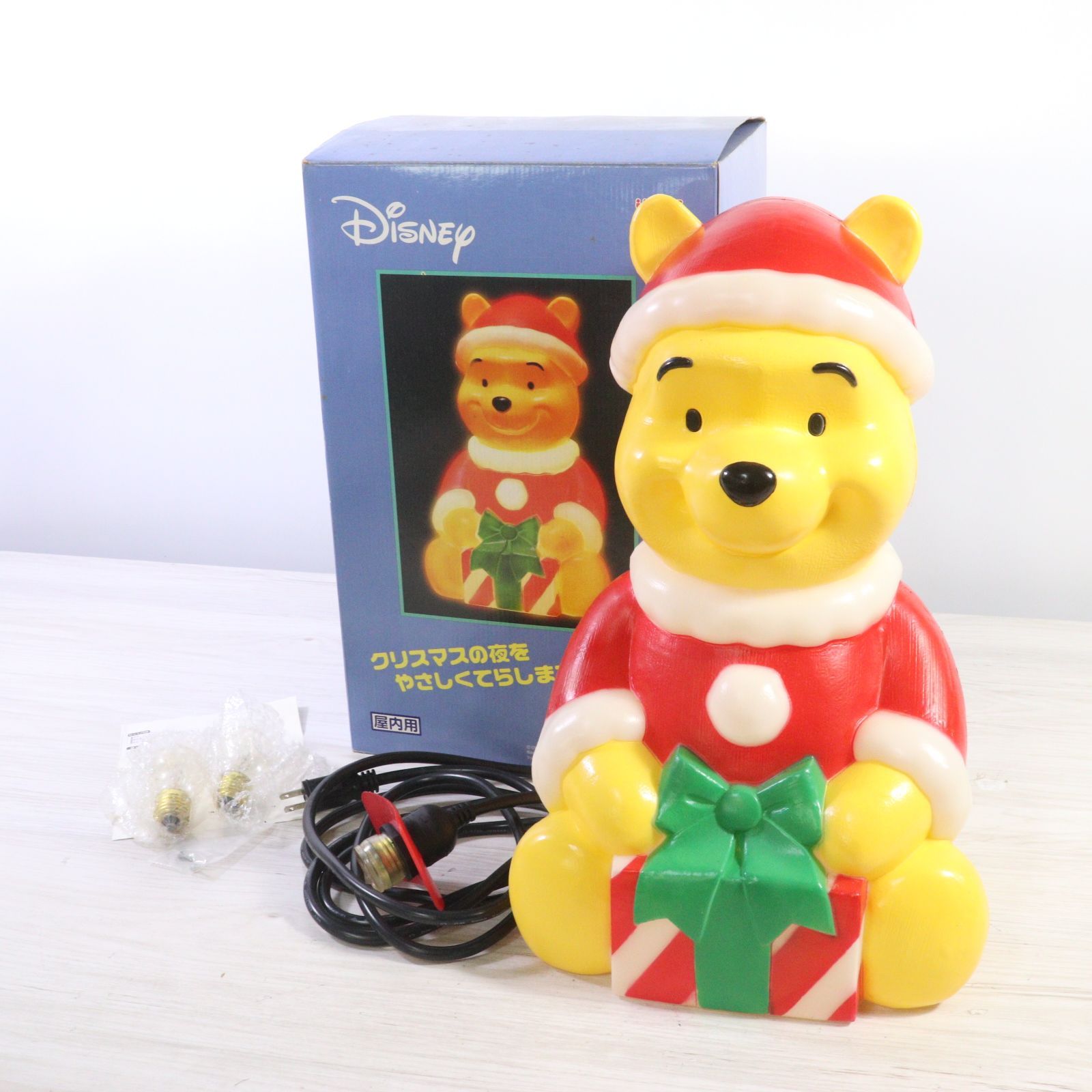 プーさん サンタ帽子 ランプ付きオルゴール ト足】 サンタ プーさん ランプ 1999当時物 ブローライト