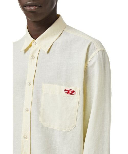 DIESEL｜ディーゼル S-UMBE 胸ロゴ リネン ロングスリーブシャツ 長袖