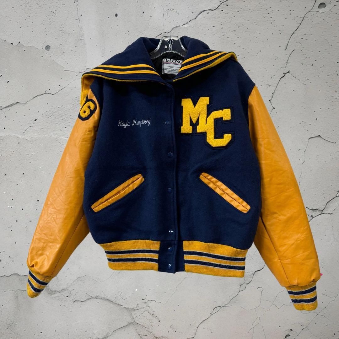 USA製 DeLong チアリーダー レターマン 紺×黄 2006年卒MC刺繍 - メルカリ