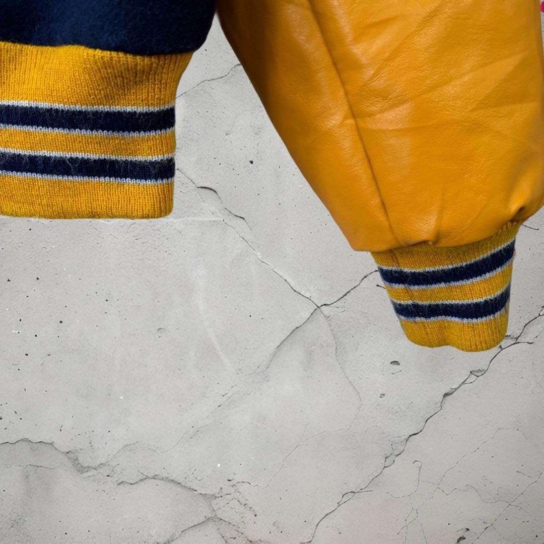  DeLong チアリーダー レターマン 紺×黄 2006年卒MC刺繍 スタジャン ジャケット アウター