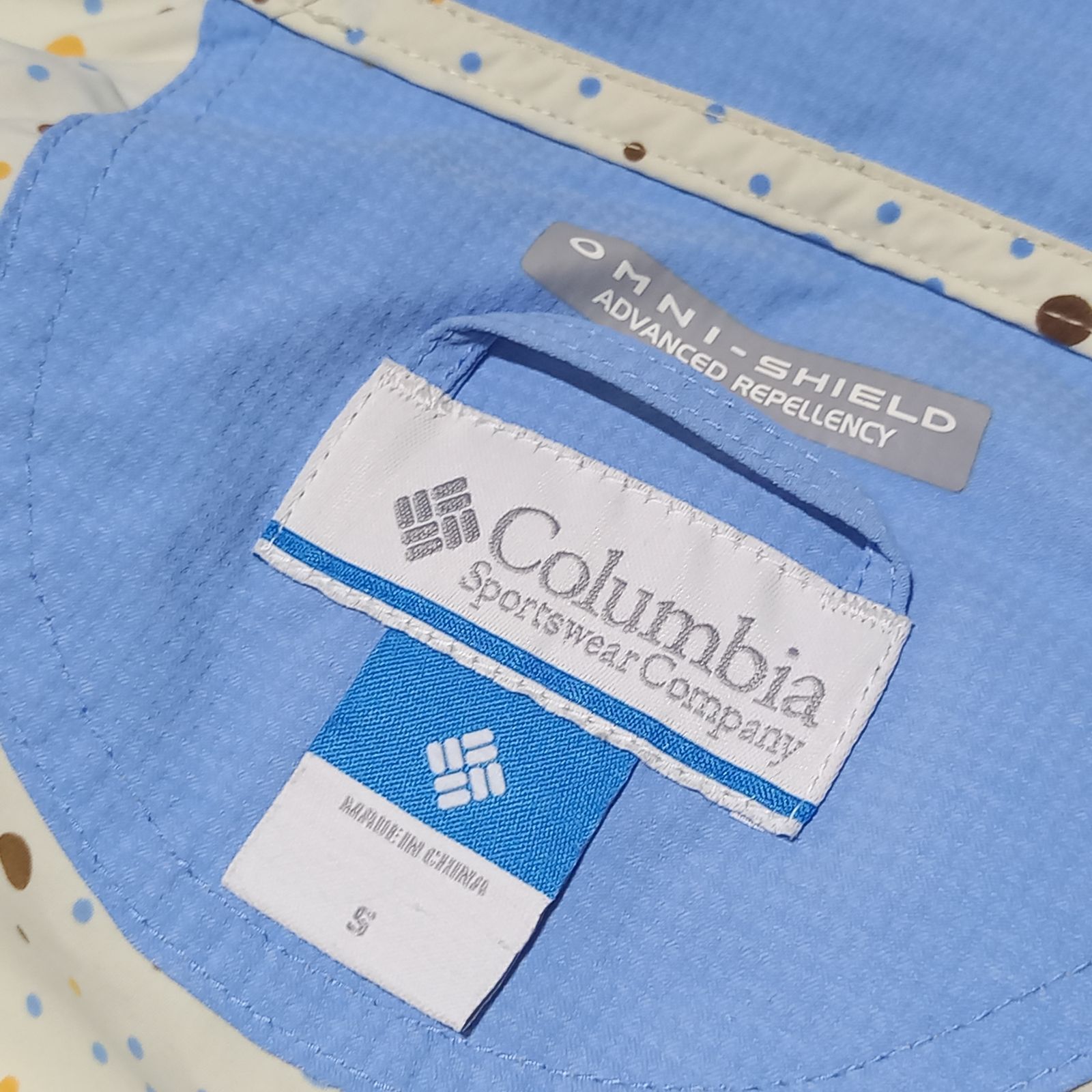  コロンビア マウンテンパーカー ナイロンジャケット ドット柄 ホワイト Sサイズ Colombia マウンテンパーカー ジャケット アウター