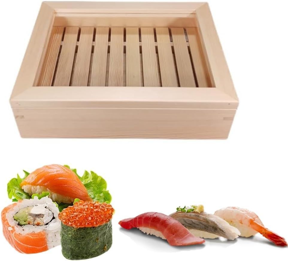 推薦 ネタ箱 目皿 アクリル製 寿司屋 キッチン ホテル レストラン 家庭用 業務用木製 35 28 9 5 cm