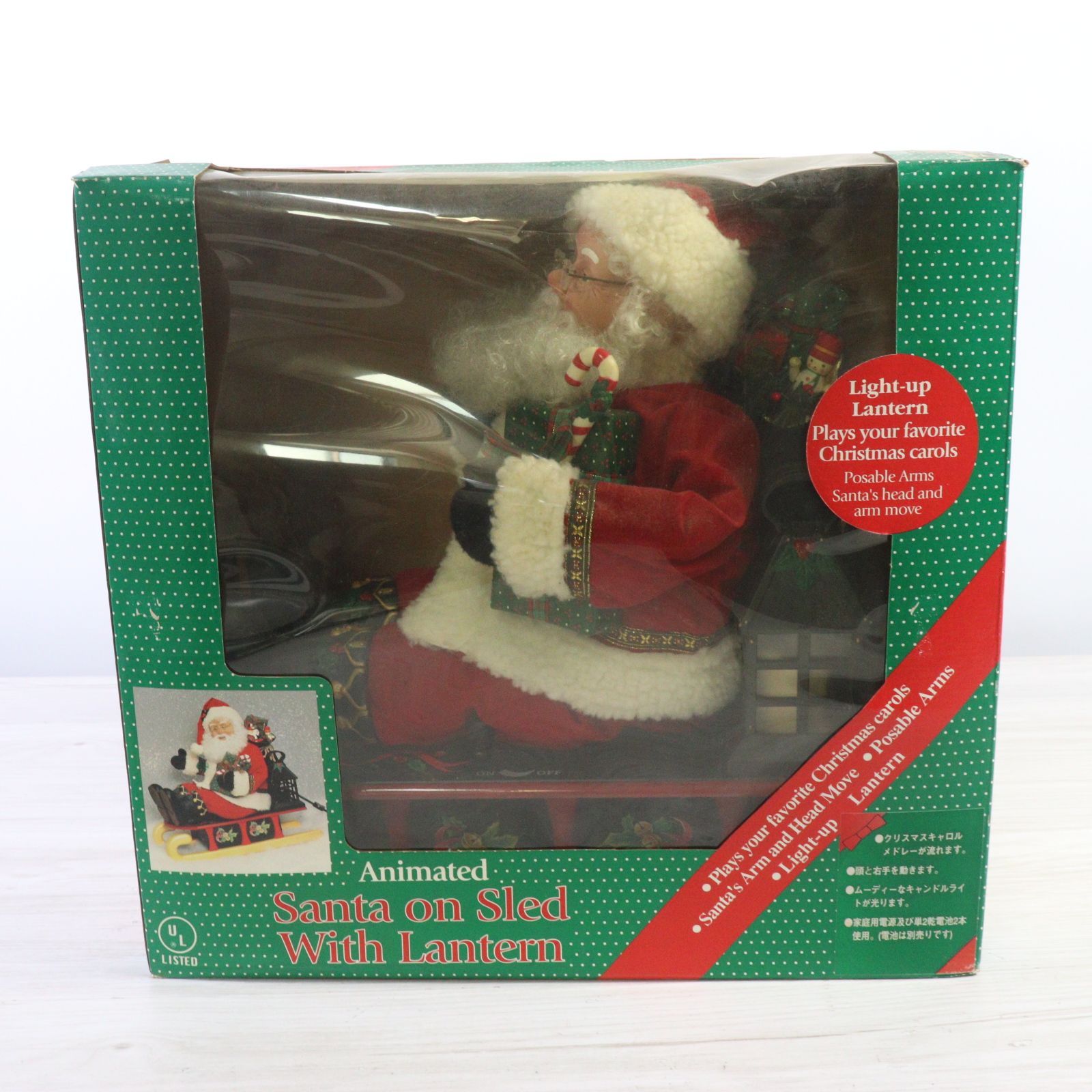 サンタさん ト足】 HOLIDAY CREATIONS ANIMATED FIUGURE MUSICAL SANTA ON SLED