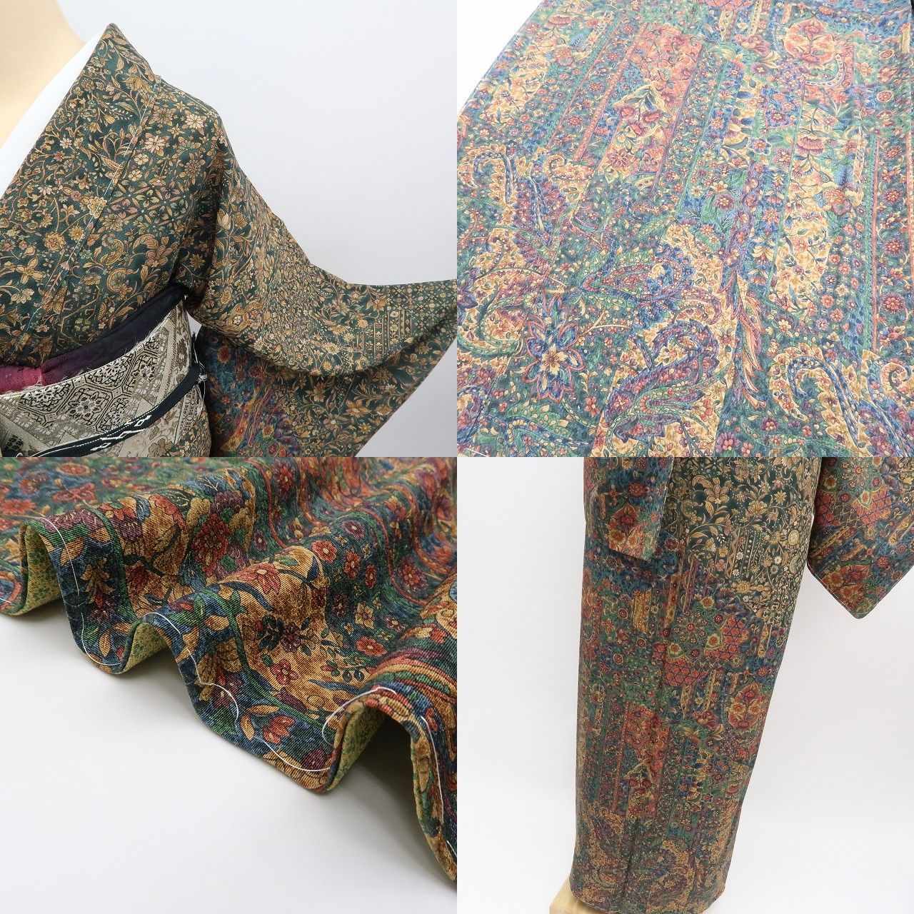 ✾まめ藤✾m693＊新品 唐花 仕付け糸付き ワイドサイズ 手縫い仕立て