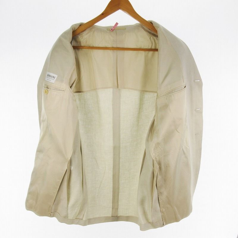 美品/リネン ジョルジオアルマーニ テーラードジャケット XL 50 ベージュ 美品/リネン ジョルジオアルマーニ テーラードジャケット XL 50 ベージュ