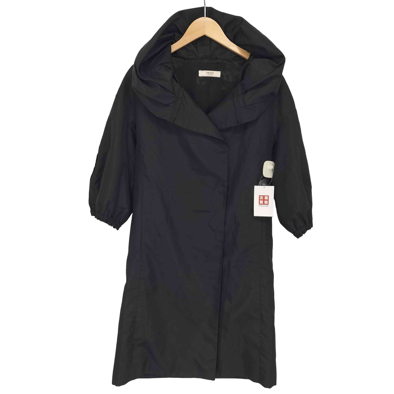 PRADAプラダ　コート　シルク プラダ PRADA シルク混 ロングコート ダブルボタン ボリュームネック