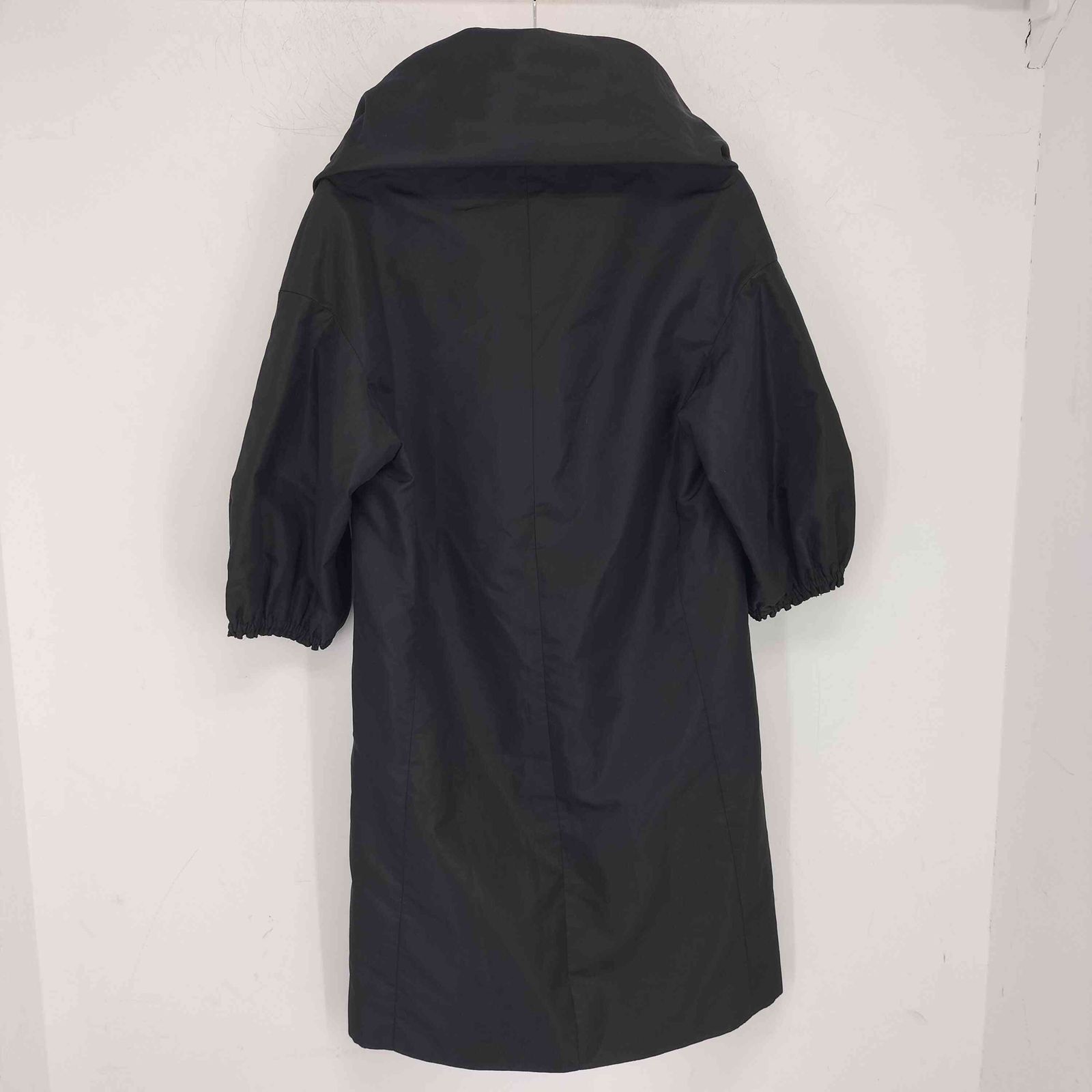 プラダ PRADA シルク混 ロングコート ダブルボタン ボリュームネック