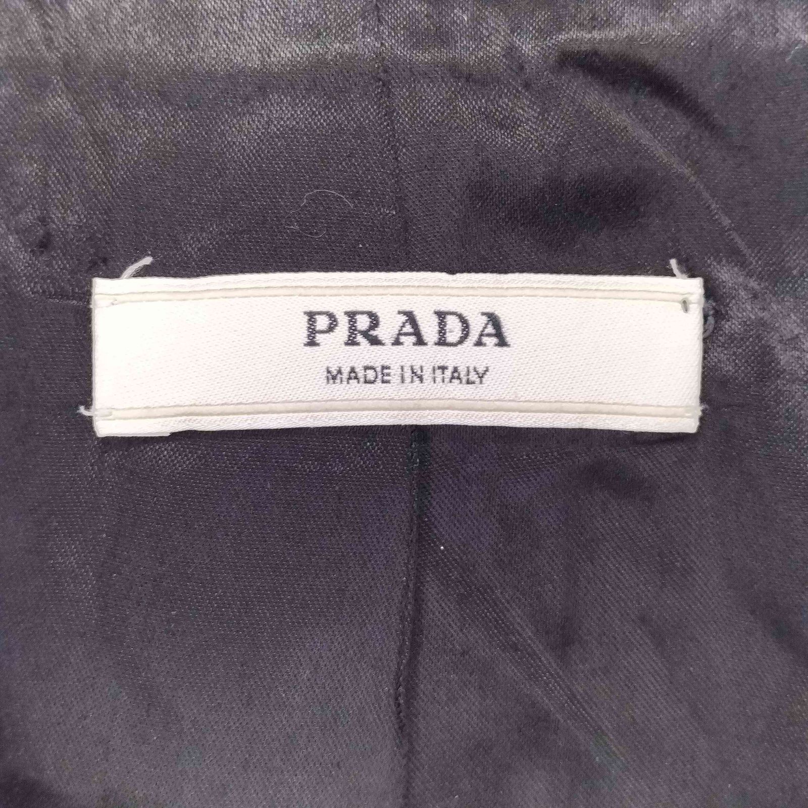 プラダ PRADA シルク混 ロングコート ダブルボタン ボリュームネック