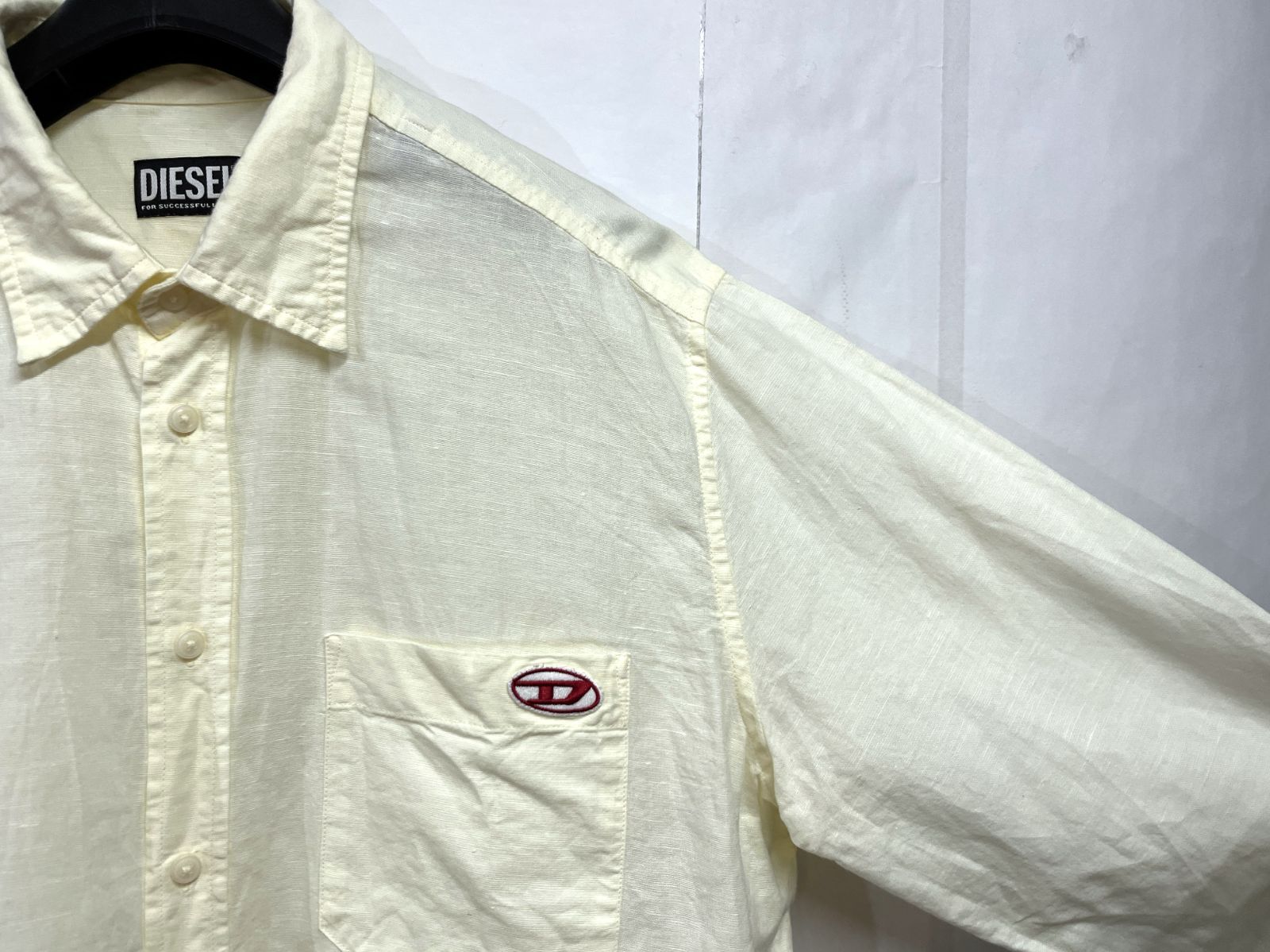 DIESEL｜ディーゼル S-UMBE 胸ロゴ リネン ロングスリーブシャツ 長袖
