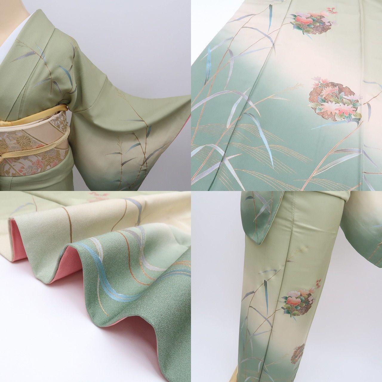 ✾まめ藤✾m697＊美品 正絹 芍薬 菊 雪輪 手縫い仕立て 訪問着 - メルカリ